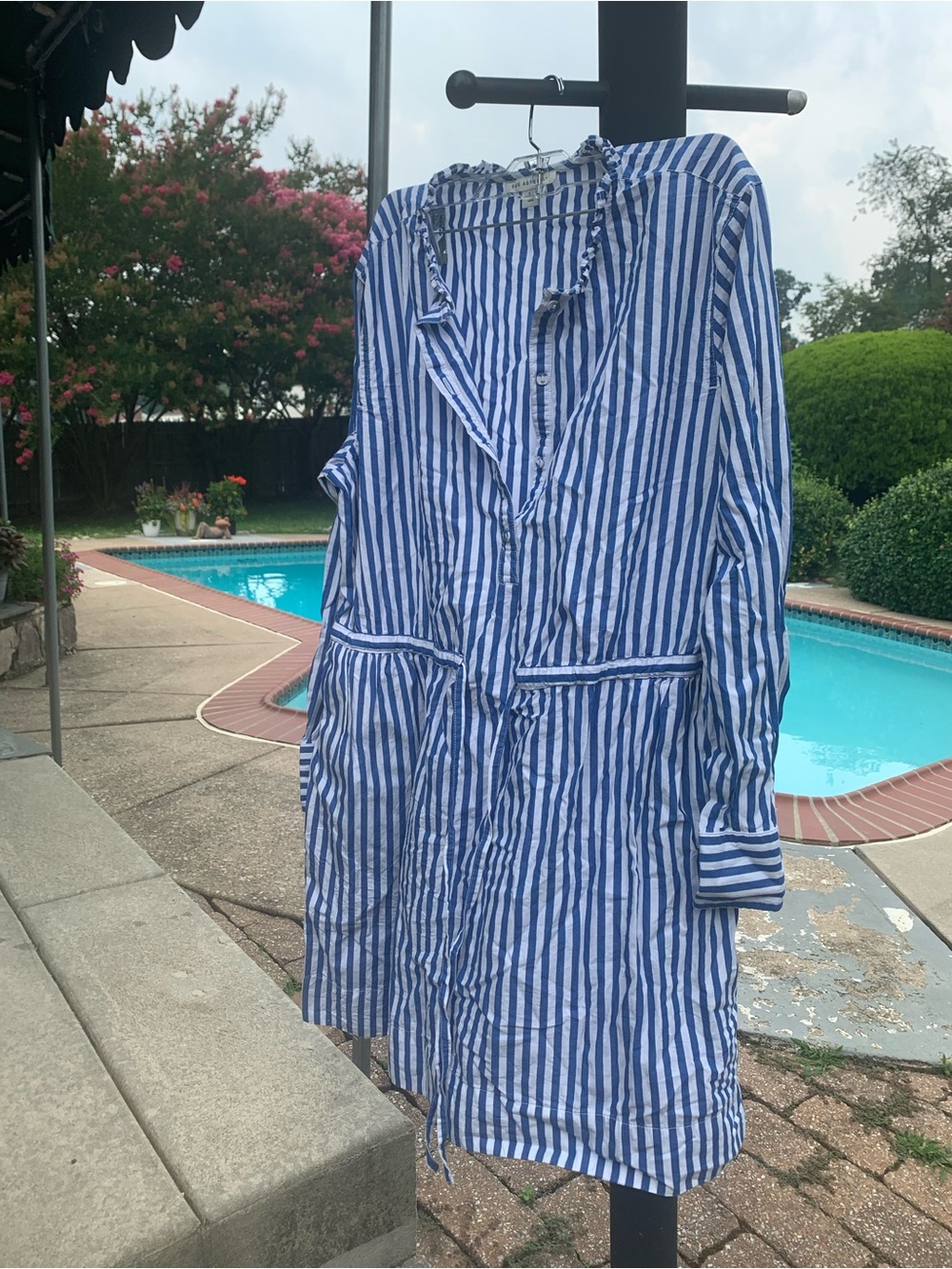 Striped Blue and White Women's Shirt Dress